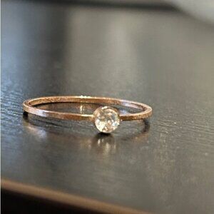 Minimalist Solitaire Ring - Gold tone with clear stone